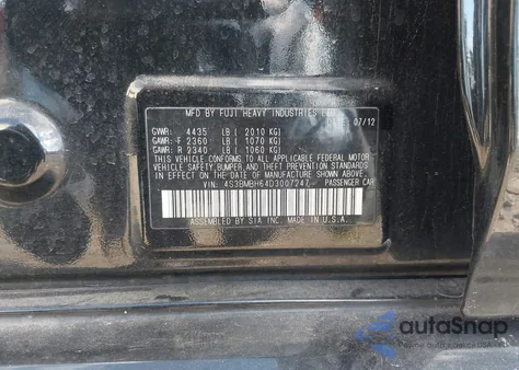 2013 Subaru Legacy 2.5I Premium z USA, uszkodzony, nr VIN 4S3BMBH64D3007247